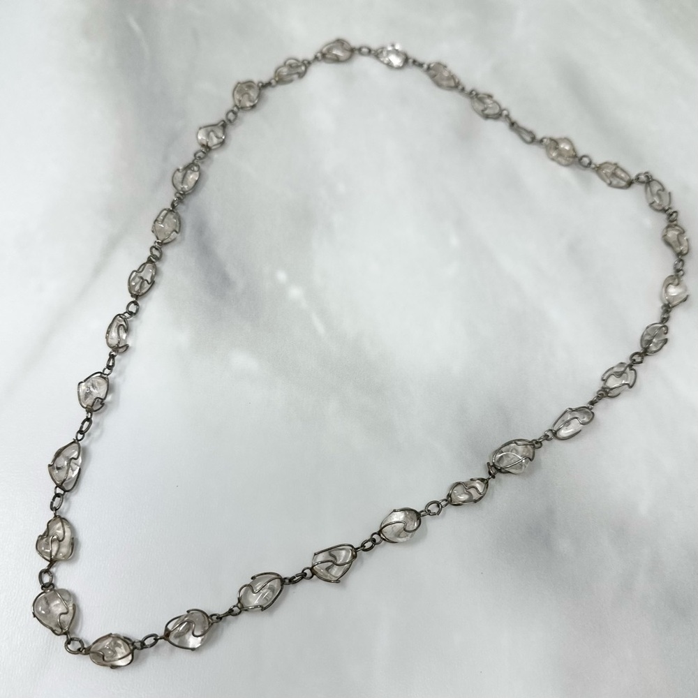 70s Vintage Wire Wrapped Caged Quartz Necklace - Picture 3 of 6